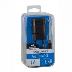 Rivacase adap. pared 1 usb + cable microusb negro