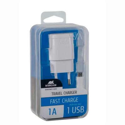 Rivacase adap. pared 1 usb + cable microusb blanco