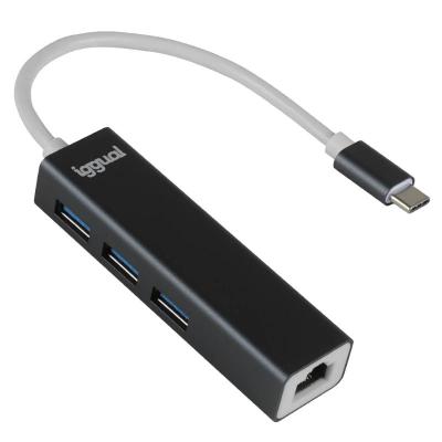 Iggual hub tipo c 3 puertos usb 3.0 + rj45 gigabit