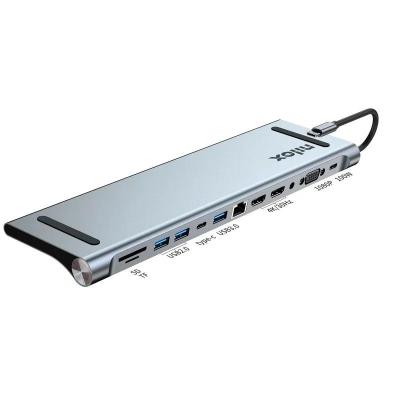 Nilox docking station usb-c, 12 puertos gris