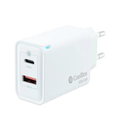 Coolbox cargador pared gan 45w usb-c/usb-a