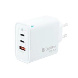 Coolbox cargador pared gan 65w usb-c/usb-c/usb-a