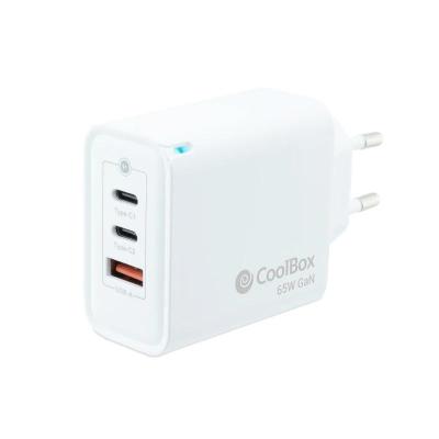 Coolbox cargador pared gan 65w usb-c/usb-c/usb-a