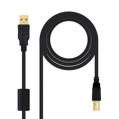 Cable USB 2.0 Impresora con Ferrita Negro 2.0 m - Imagen 1